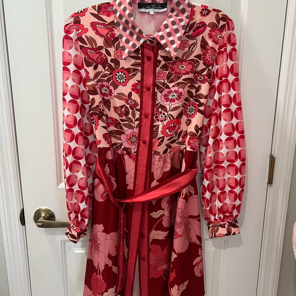 Dalia Polka Dot Mixed Pink & Burgundy Blouse